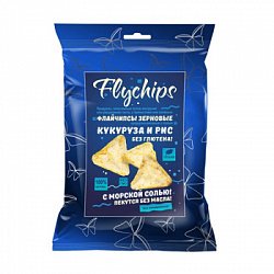Флайчипсы кукурузно-рисовые с солью (без Глютена), Flychips, 40 г