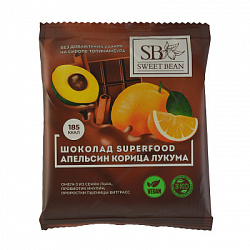 Шоколад на сиропе топинамбура "Апельсин, корица, лукума", Sweet Bean, 35 г
