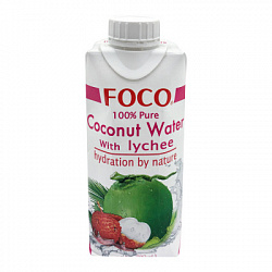 Кокосовая вода с личи, FOCO, 330 мл